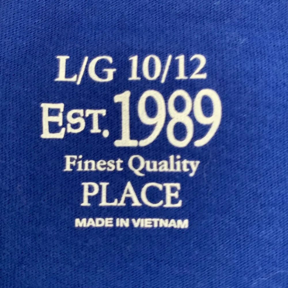Children’s Place T-Shirt Boys Size L (10/12) Blue Defeat Is Not an Option Tee